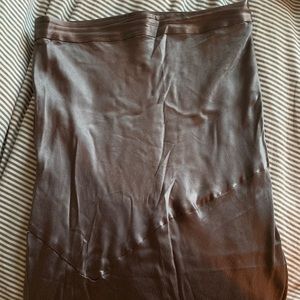 Gray satin bias cut midi skirt